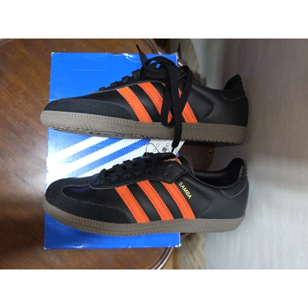 Adidas Samba OG JR0910 Black Impact Orange Gum Men's 5 Women's 6.5 NEW NIB